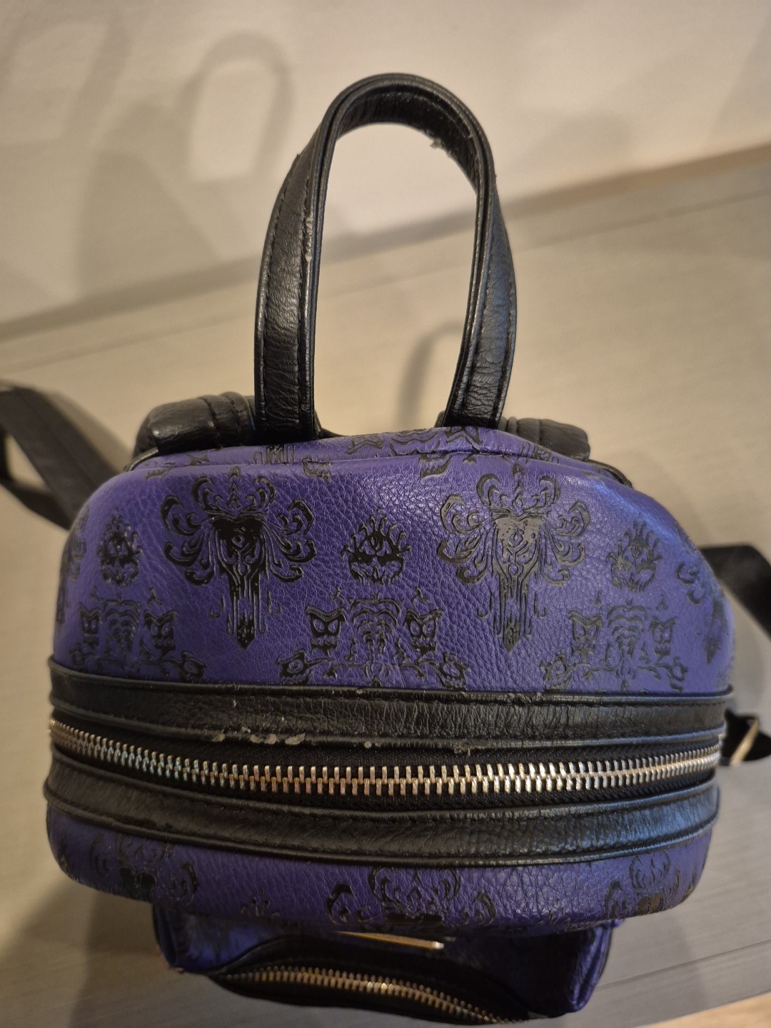 Disney Parks Loungefly, Haunted Mansion Mini Backpack Dark Purple/Black ￼