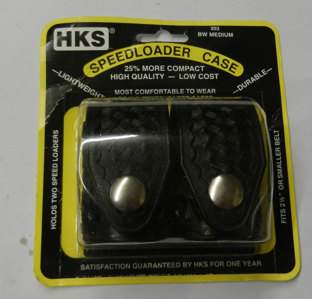 HKS Speedloader Case Black; Hlds 2 Loaders; Basketweave; BW Medium; 203-M-BW