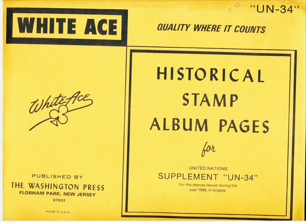 WHITE ACE 1986 United Nations Singles Album Supplement UN-34