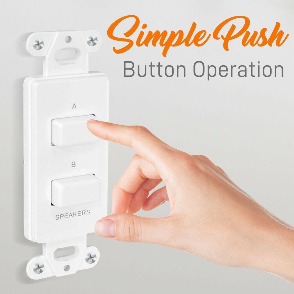 Pyle In-Wall Speaker Selector Switch, Wall Plate Simple Universal Standard PVCS2