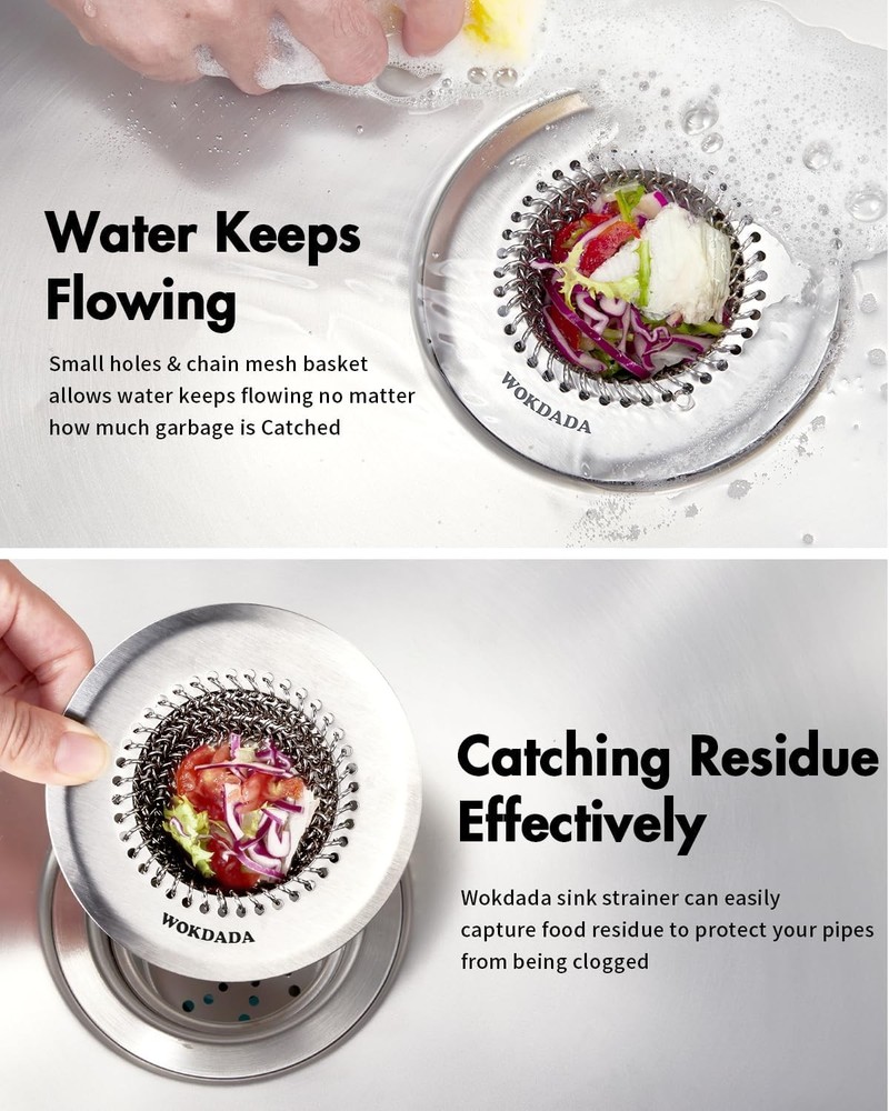 Kitchen sink drain filter with reversible chain mesh