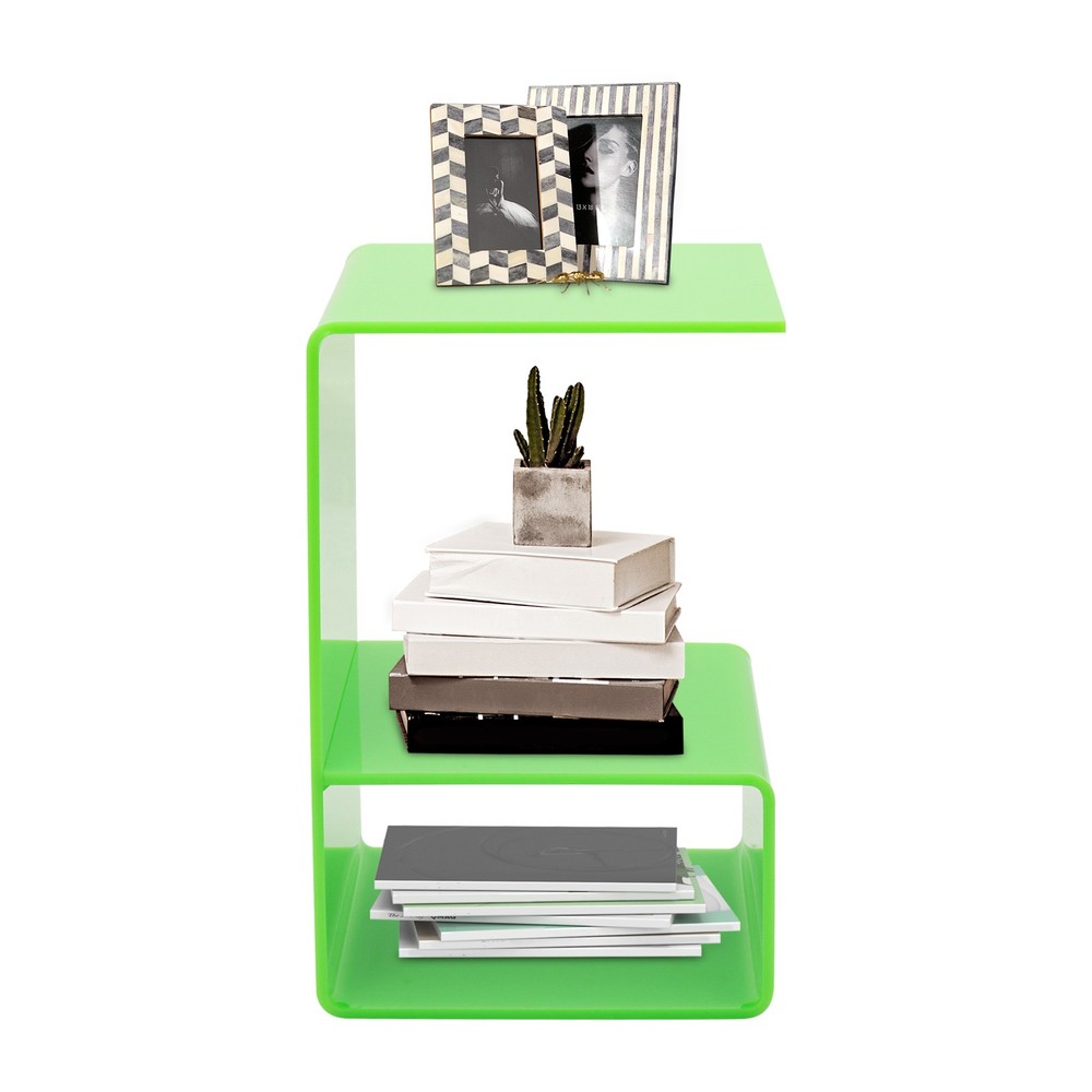 3-Tier Green Acrylic Side Table - Stylish Storage for Small Spaces