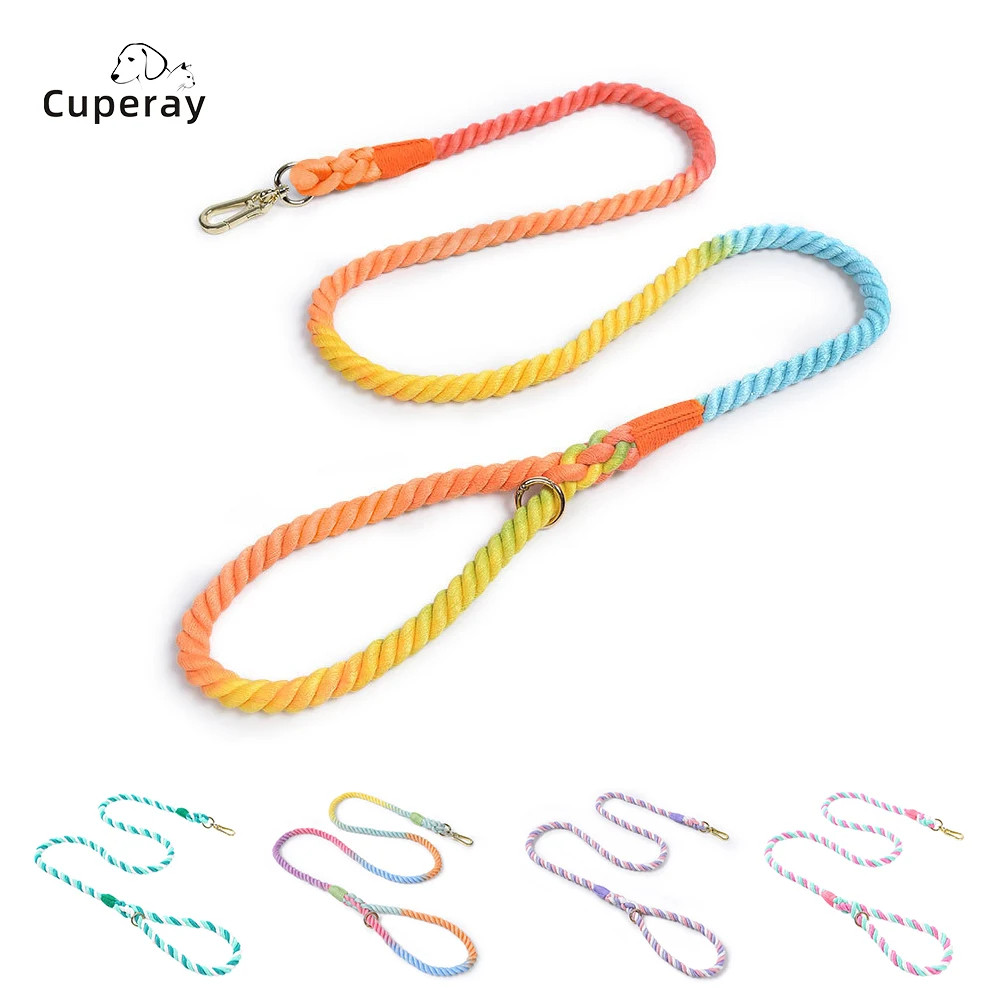 Dog Multi-Function Hand-Woven Gradient Dog Leash Outdoor Walking Training Rope D