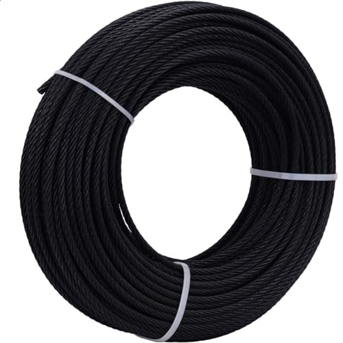 Cable de cuerda de alambre de acero inoxidable negro, para kit de hardware de