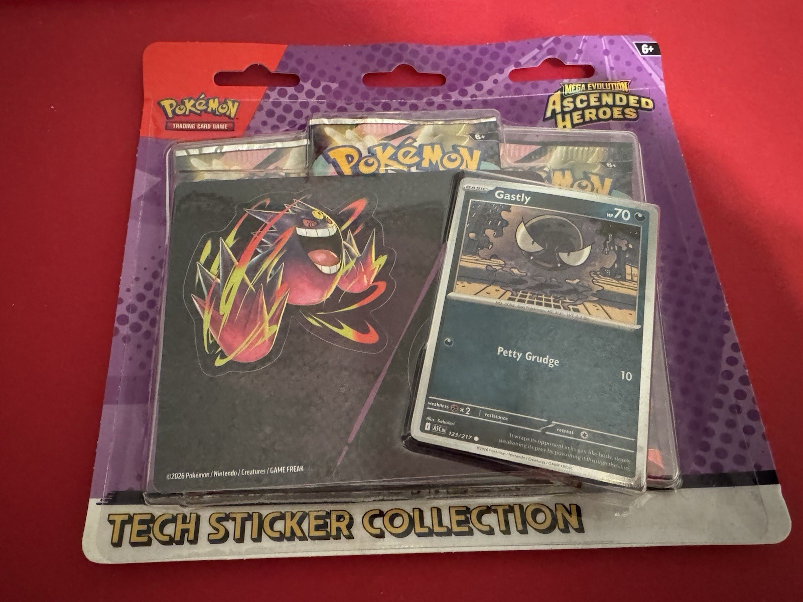 Pokemon TCG Mega Evolution ASCENDED HEROES Tech Sticker Collection Gastly 3-pack