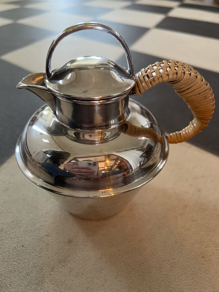 Antique Sheffield Guernsey Jug with Wicker/Cane Handle