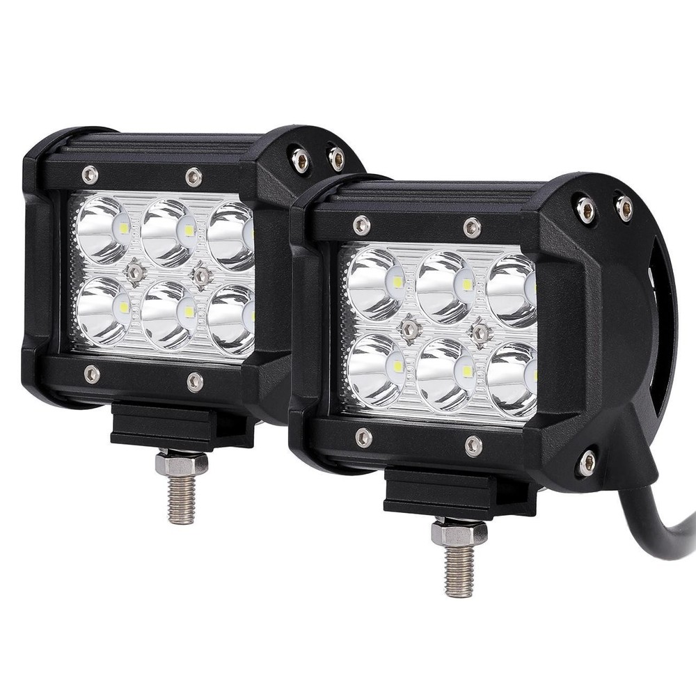Pair 4" LED Work Light Bar Cube+Windshield Mount Brackets for Jeep Cherokee XJ