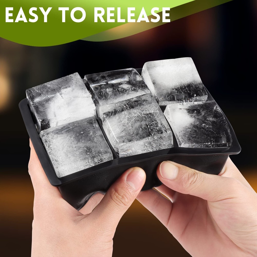 Ice Cube Trays Silicone,2 Pack Large Square Ice Cube Molds with Removable Lid...