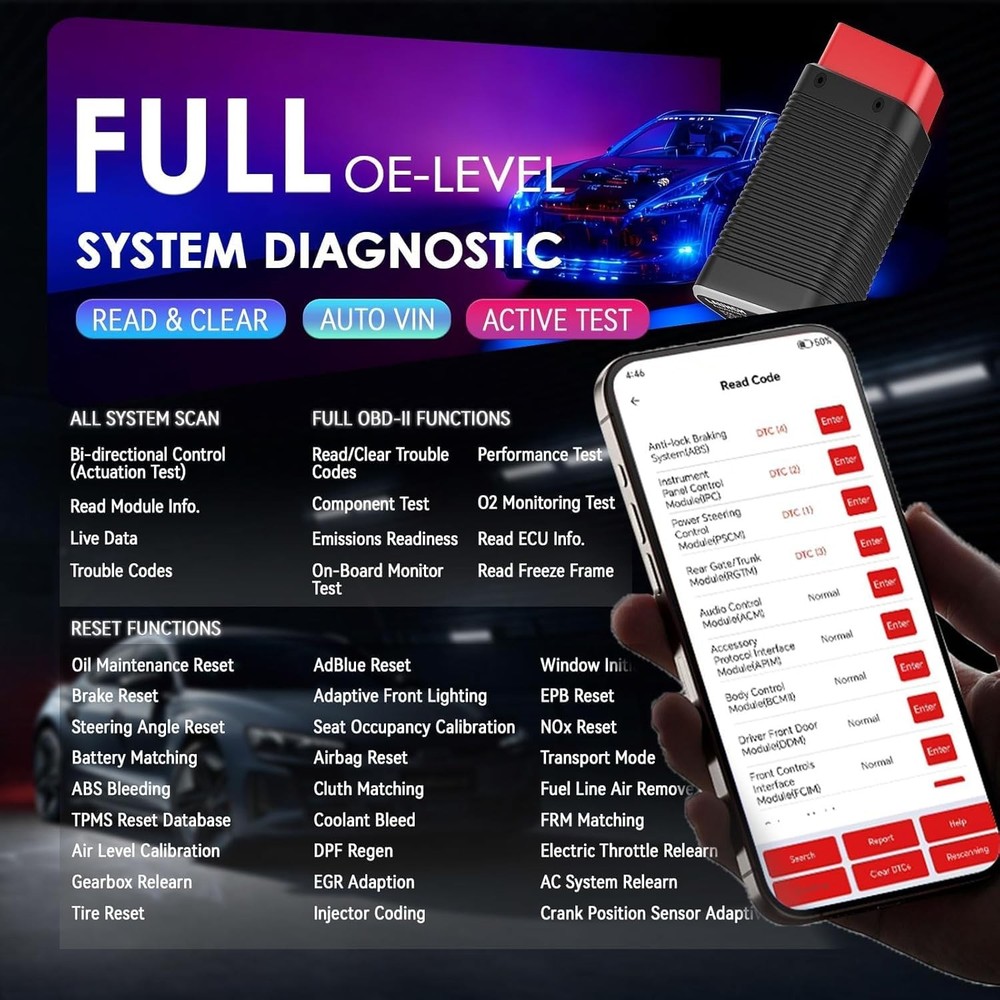 LAUNCH AIOBD Bluetooth OBD2 Scanner Full System Diagnostic For iPhone & Android