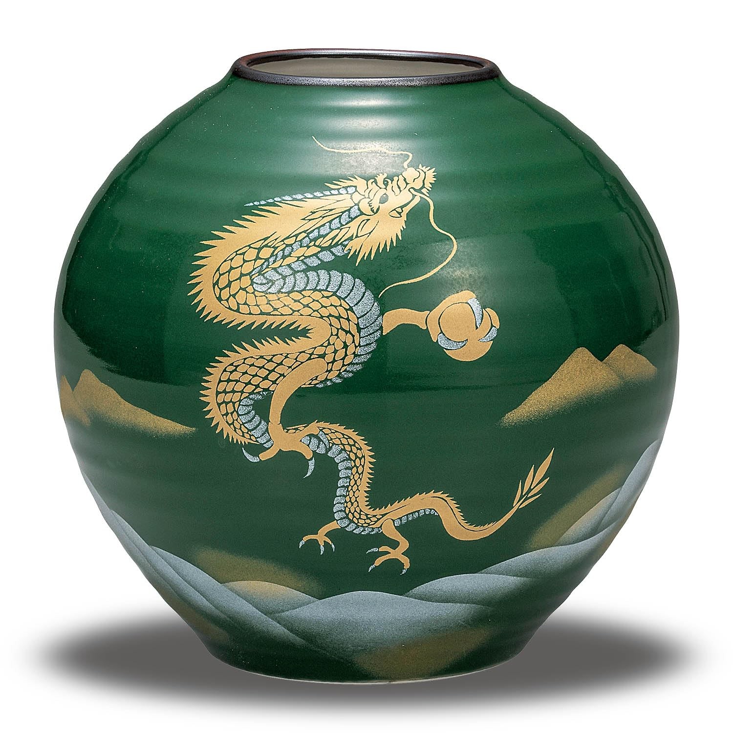 Kutani Ware Rising Dragon Porcelain Vase Japanese Ceramic Art