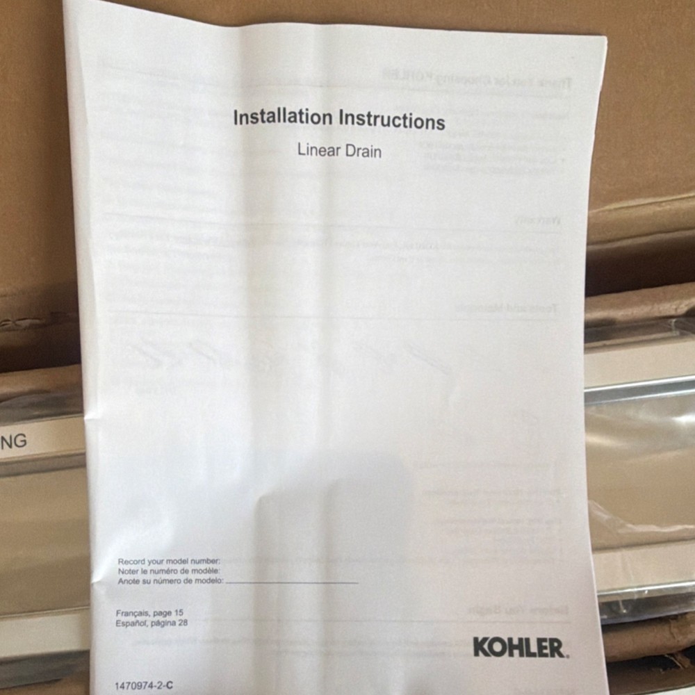 Kohler 2.5" Adjustable Linear Drain Grate Rectangular 80646-NA