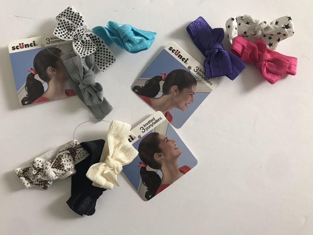 Scunci 9 Knotted Ponytailers Assorted Multicolor & Prints