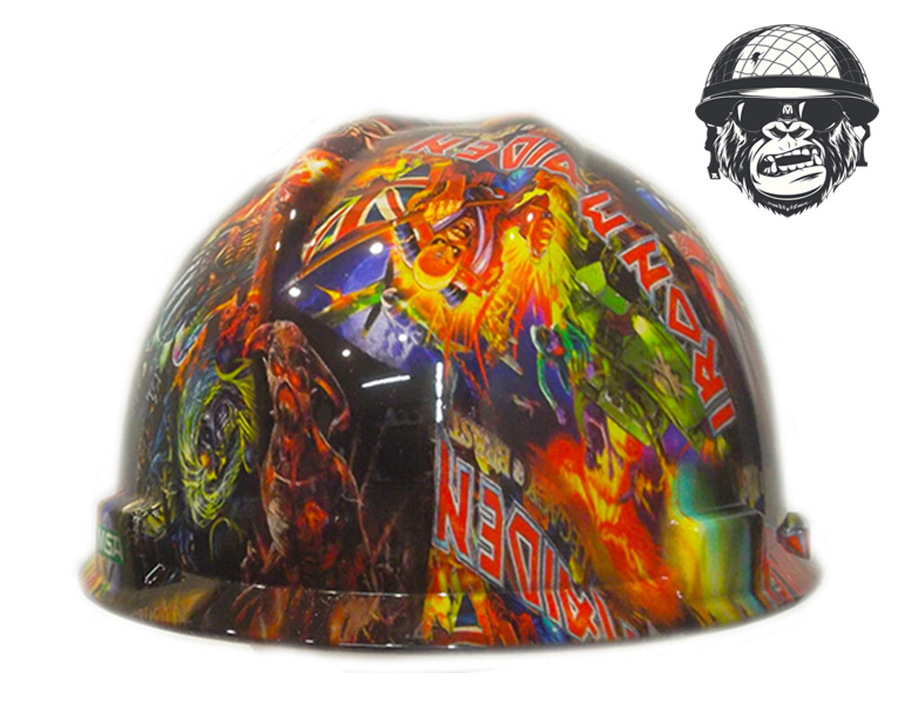 Custom Hydrographic Safety Hard Hat Mining Industrial IRON MAIDEN CAP