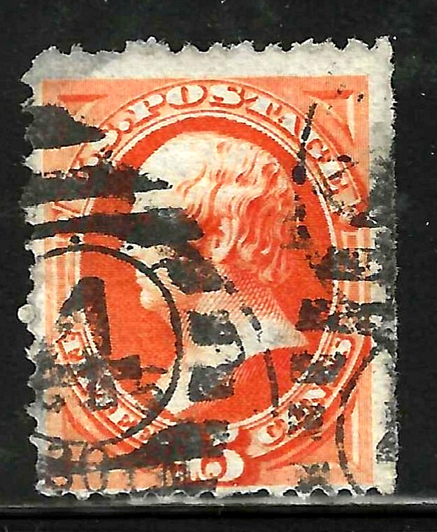 Sc #152 & 189 Numbers 2 & 4 Fancy Cancel 15 Cent Hamilton Banknote US 87A43