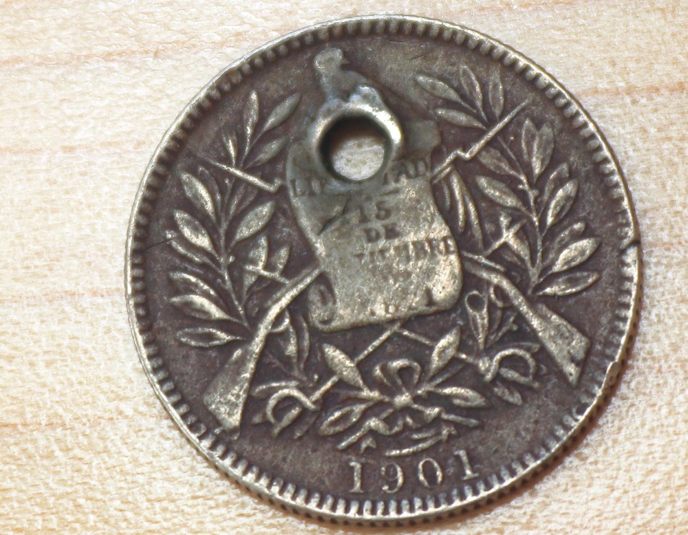 1901 Guatemala 1 Real Holed