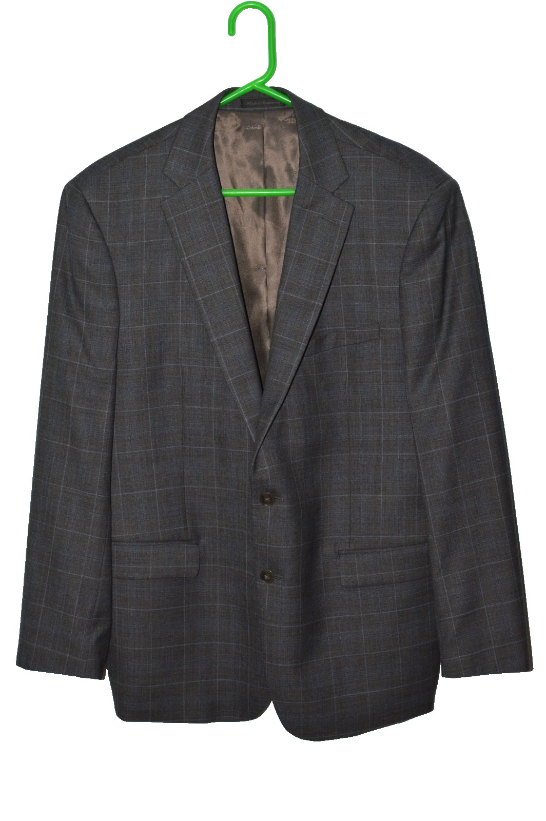 Llike New (2Pc Suit 46R 46 Regular R) CALVIN KLEIN Gray Windowpane Stretch 38x30