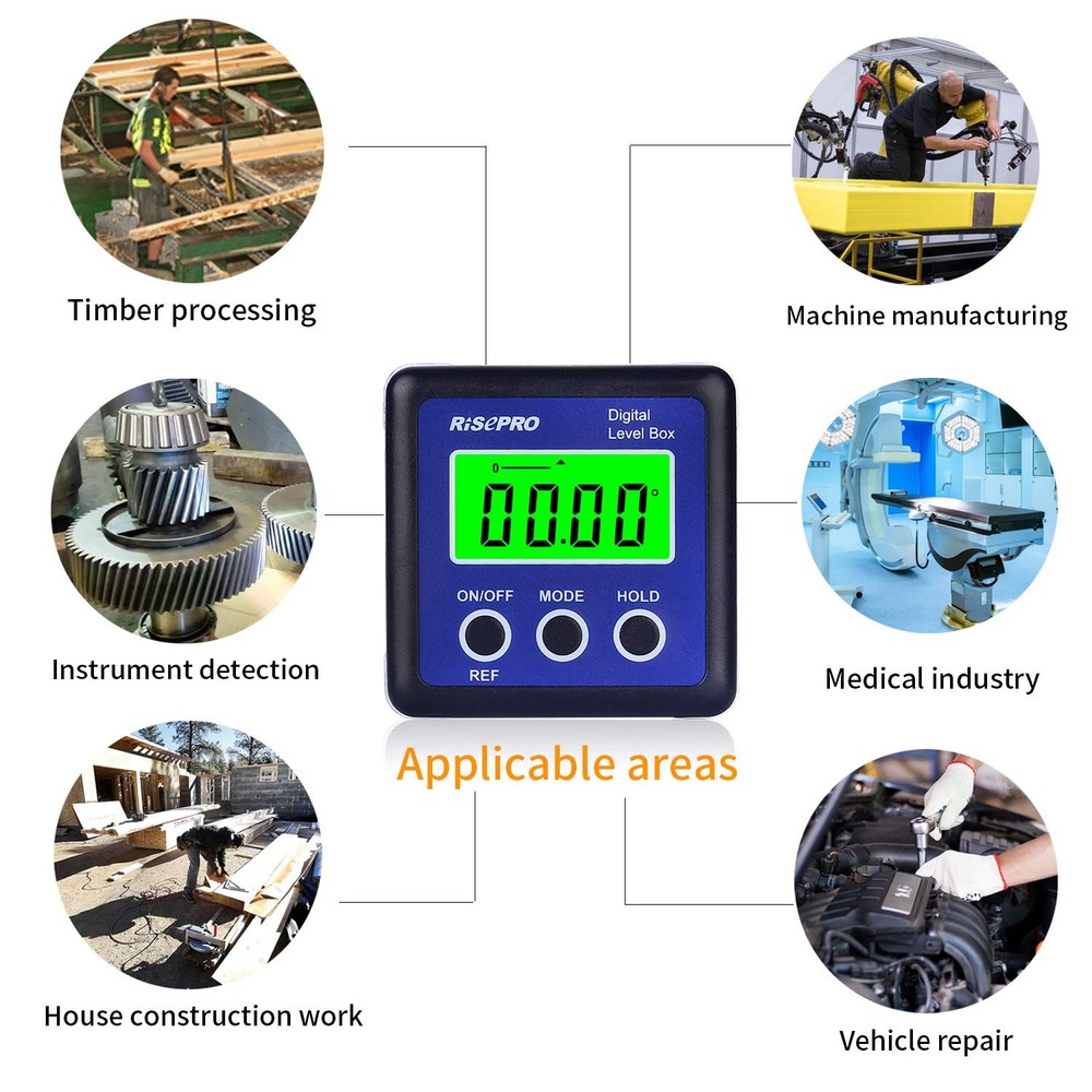 Digital Level Box Angle Gauge Protractor Inclinometer Bevel with Blue
