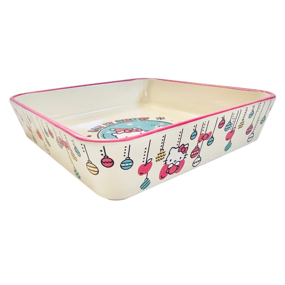 Hello Kitty Square Baking Pan 9" Christmas Let it Snow Ceramic Casserole
