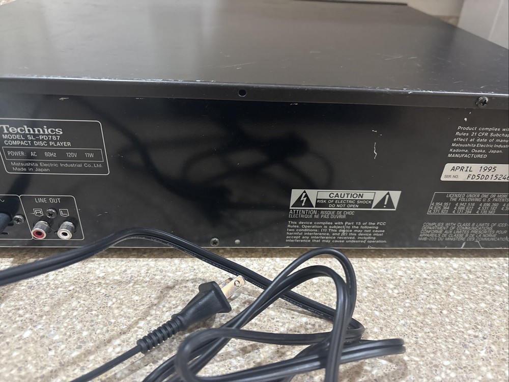 TECHNICS 5-DISC COMPACT DISC CHANGER PLAYER MODEL SL-PD787 WORKS NO REMOTE