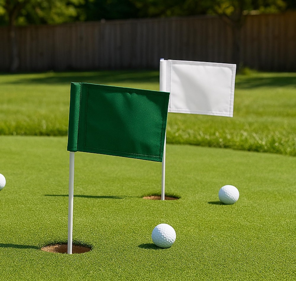 Set of 4 Single Sided 8x6 Inches Solid Golf Polyester Flag - Mini Putting Gre...