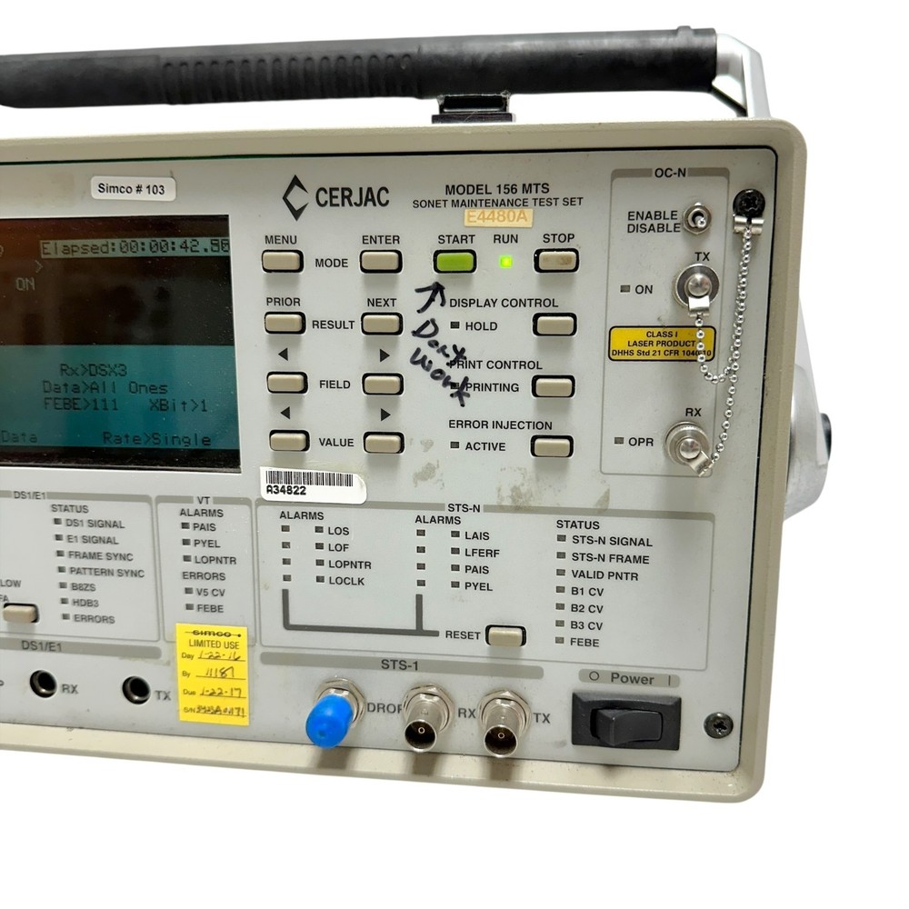 HP Cerjac Model 156 MTS SONET Maintenance Test Set (E4480A)