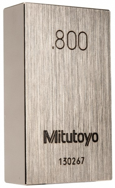 Mitutoyo 0.8" Rectangular Steel Gage Block Accuracy Grade 0, Includes Certifi...