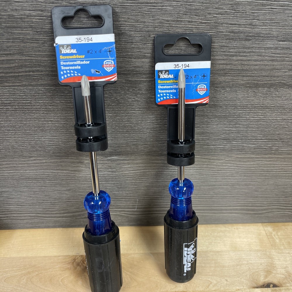 2 Pack Ideal 35-194 Phillips Screwdriver, #2 x 4" New