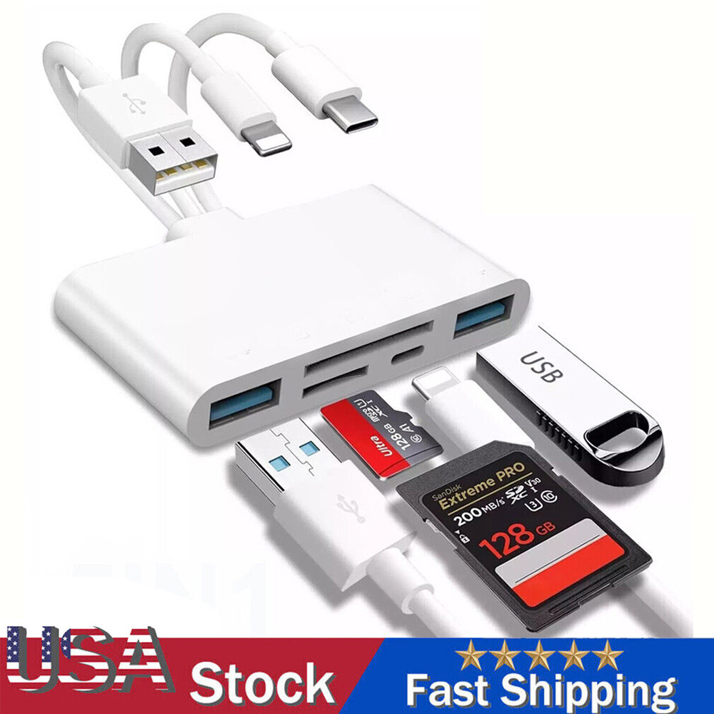 5 in 1 Card Reader TYPE-C USB 3.0 OTG Adapter SD/TF Card Reader For iPhone/iPad