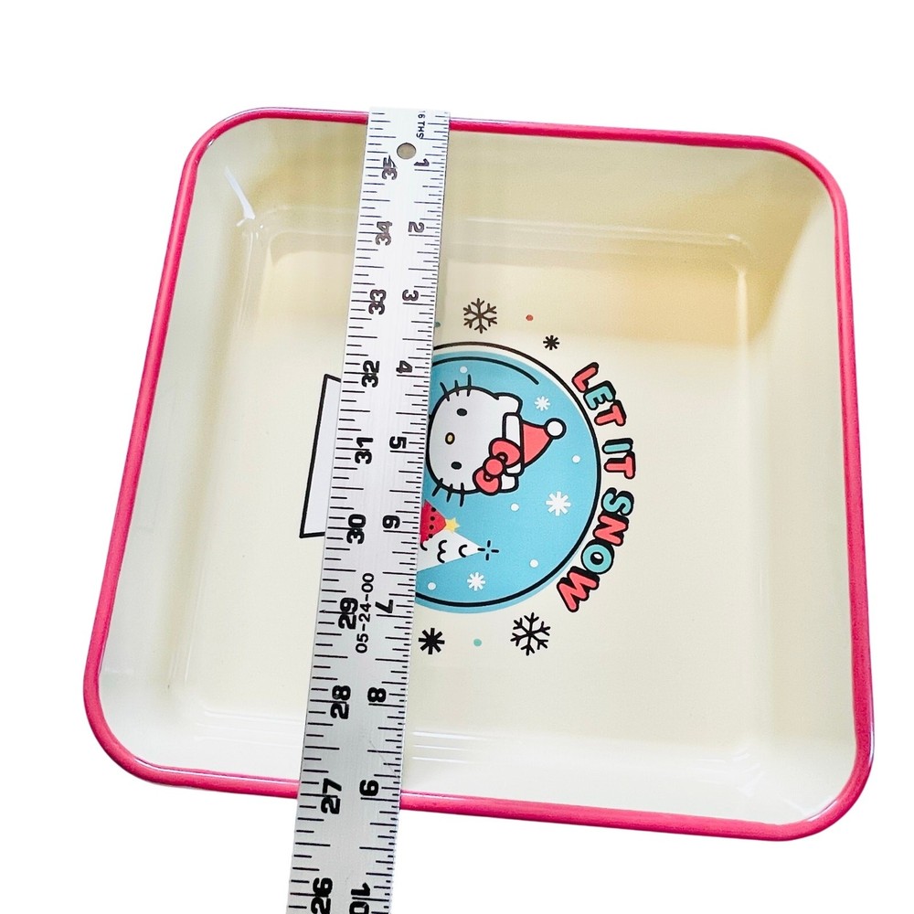 Hello Kitty Square Baking Pan 9" Christmas Let it Snow Ceramic Casserole