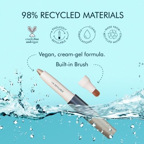 Shadow Crayon, Refillable Eyeshadow Crayon With Built-In Blending Brush, Sust...