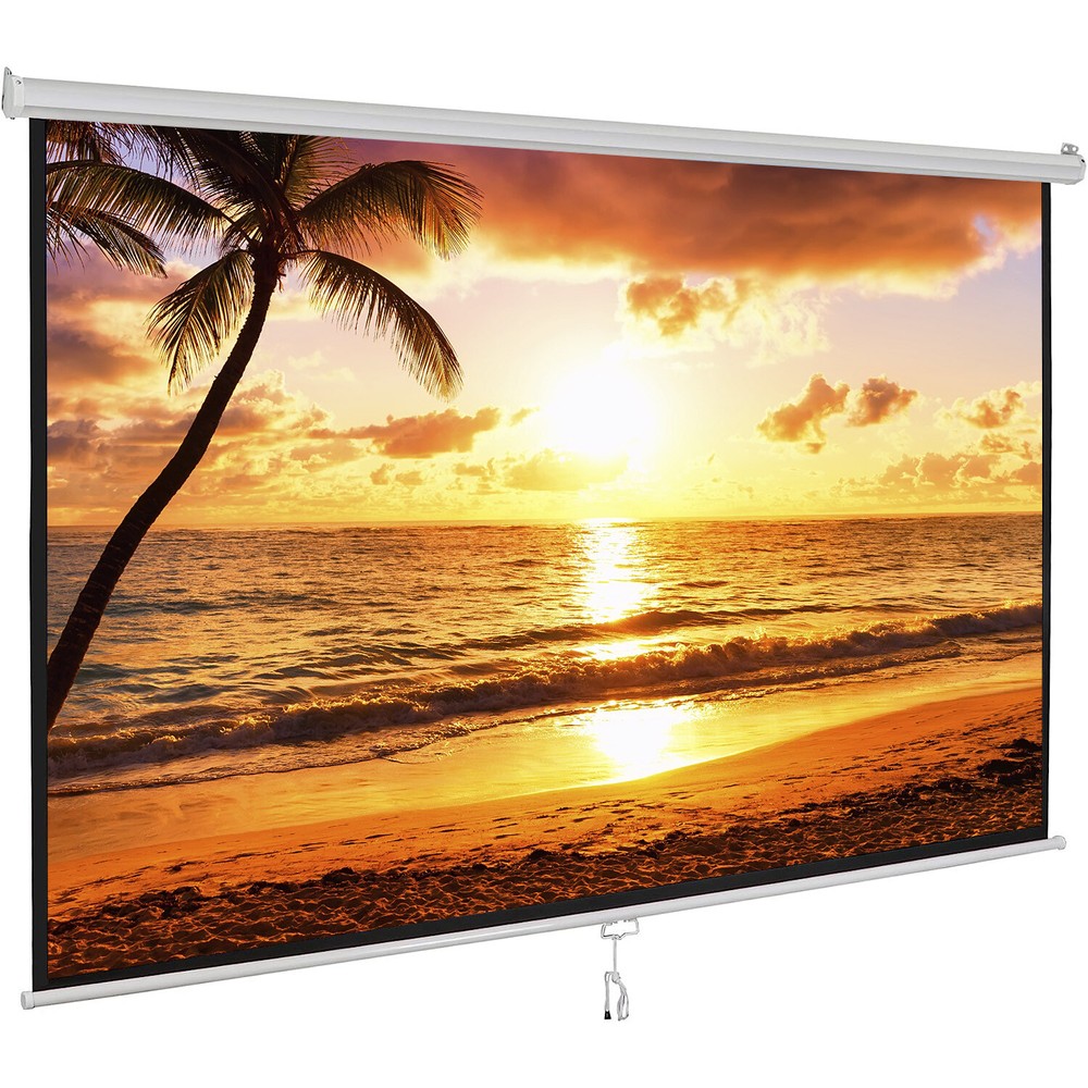 100" Projector Screen Pull Down Manual 16:10 HD Wall Mount Projection Screen