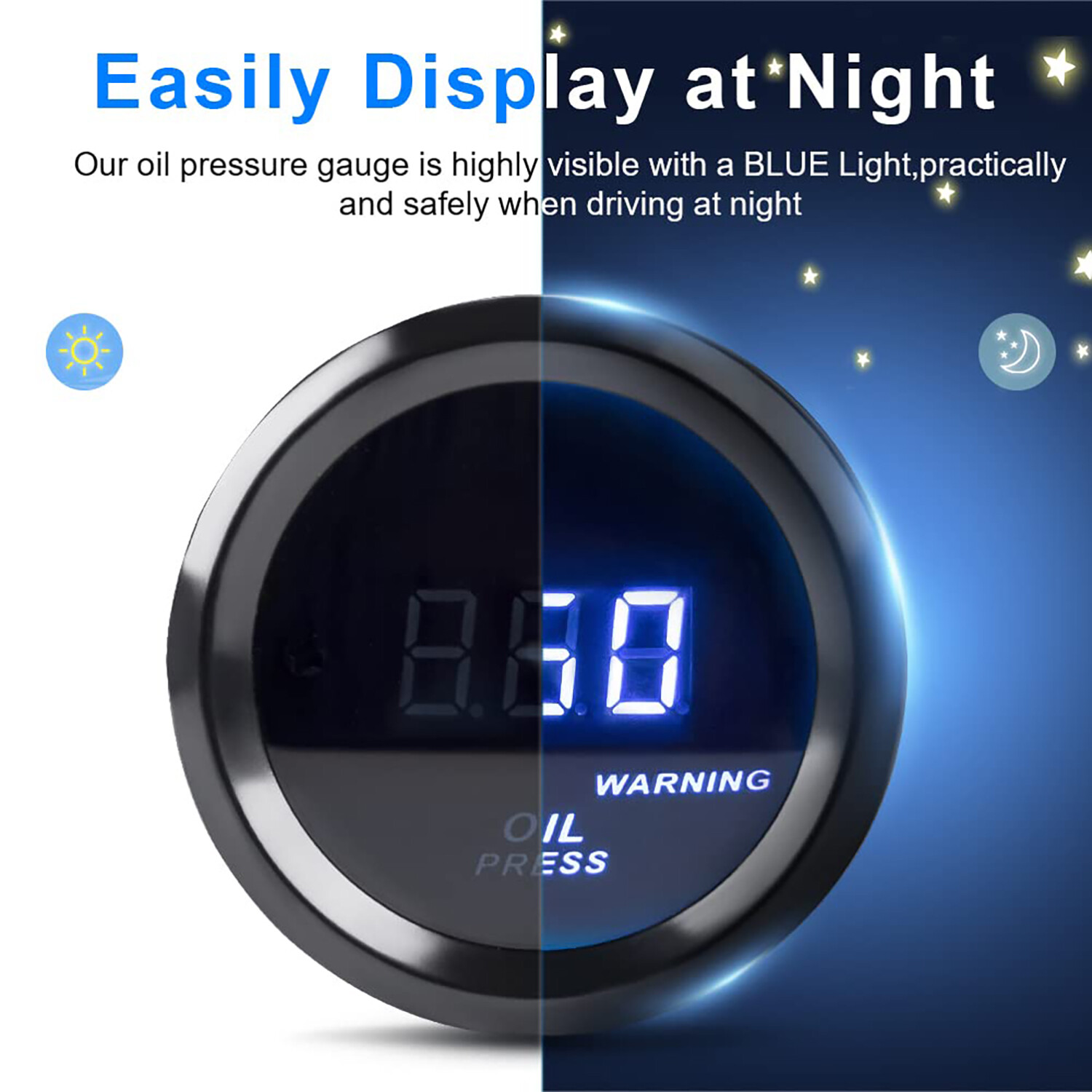 2" 52mm Digital LED Electronic Oil Pressure Gauge Meter W/Sensor 0-150 PSI