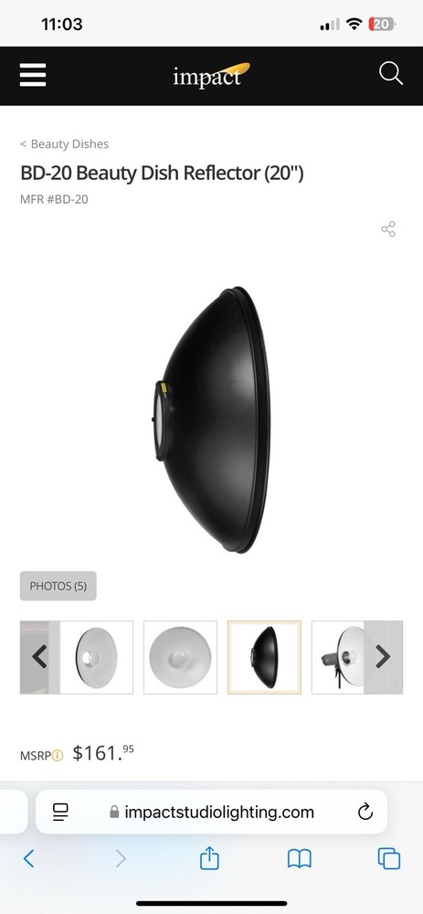 Impact 20 Beauty Dish Reflector