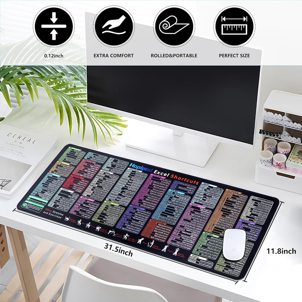 Excel Cheat Sheet Desk Pad with 231 Shortcuts & Formulas |2025 Edition