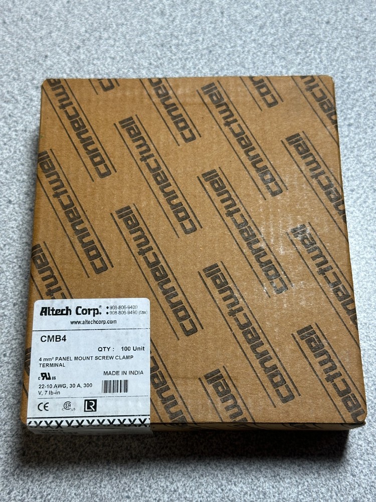 NEW Box of 100 Altech CMB4 Mini Feed-Through Panel Mount Terminal Blocks 35A