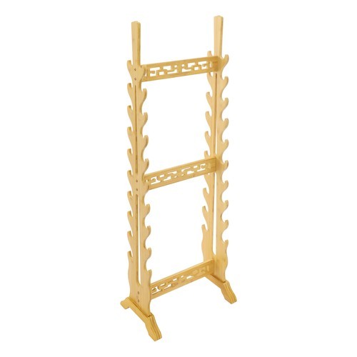 Sword Rack Display Stand 10-Tier Double Side Bamboo Sword Stand Sword Holder