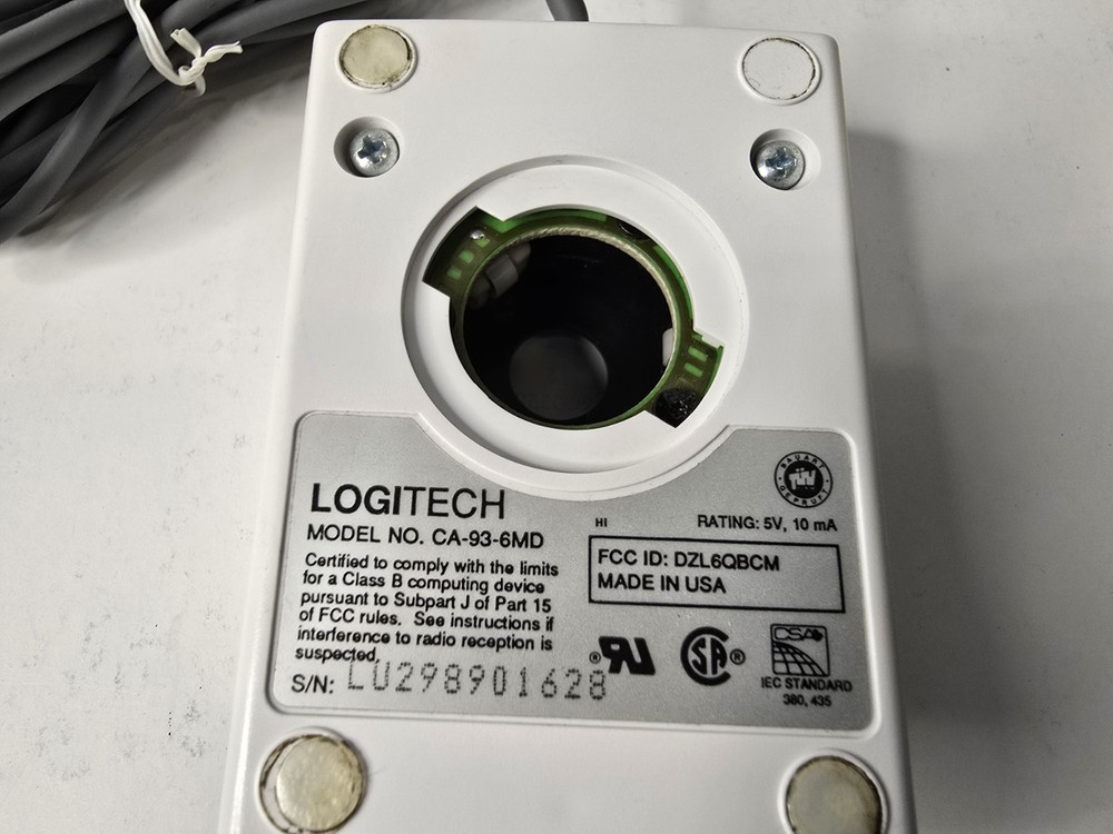 Vintage Logitech Serial Mouse CA-93-6MD 3 button | Missing Ball And Cover