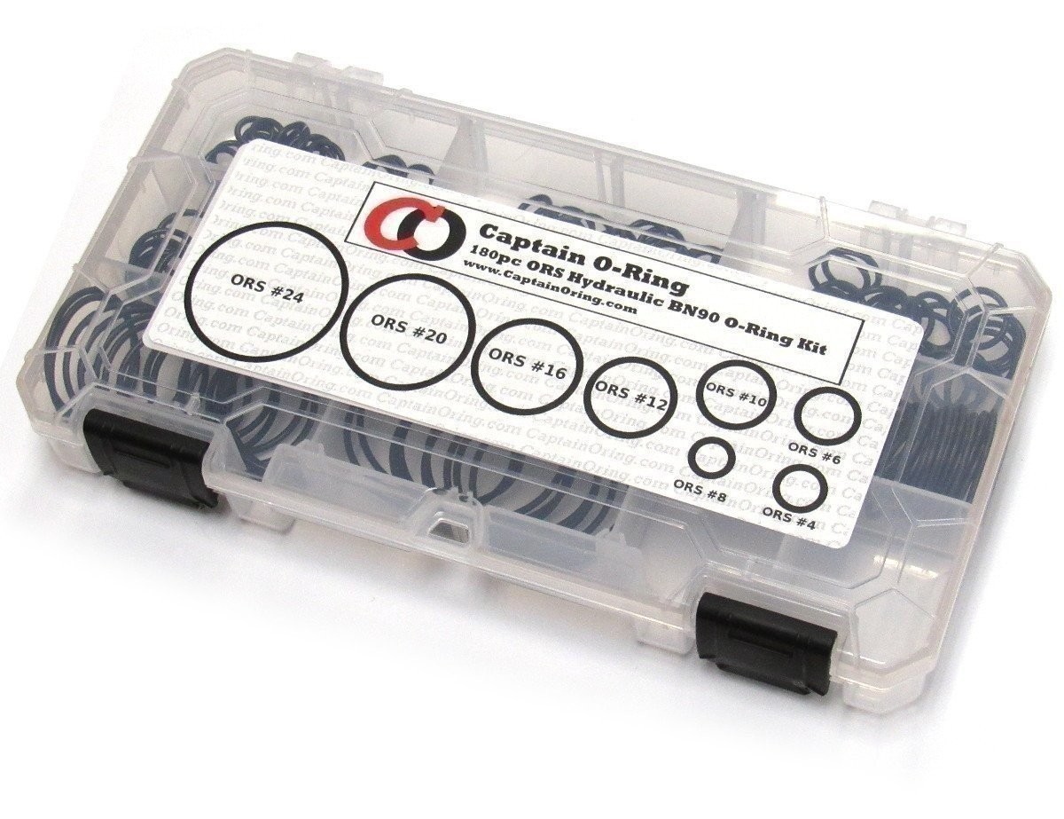 Captain O-Ring ORS/ORFS Flat Face Hydraulic Oring Seal Kit (180pc, Buna 90)