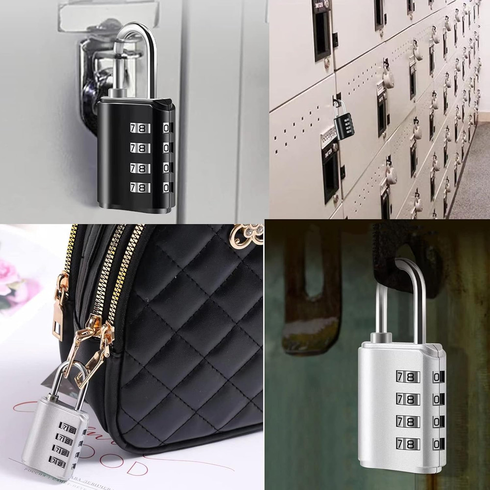 2 Pack Combination Padlock, 4 Digit Resettable Padlock with Keys, Combo Lock for