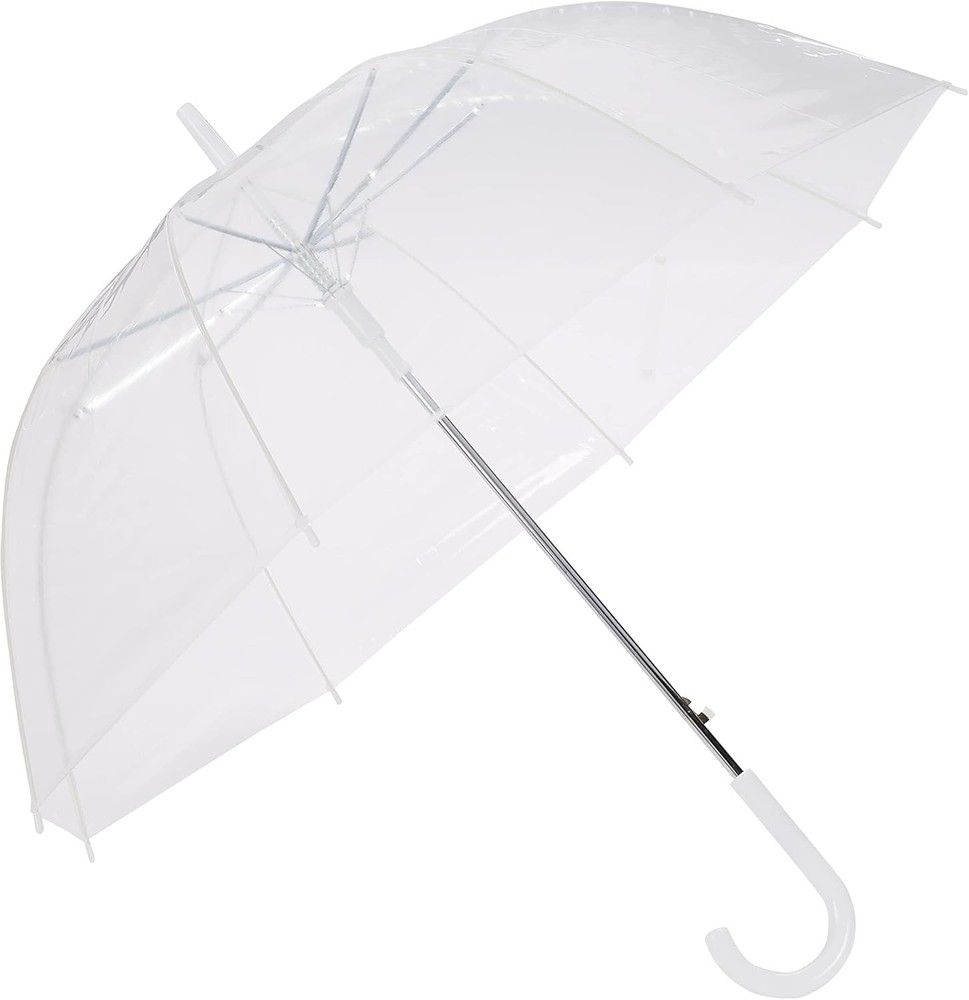 Amazon Basics Clear Umbrella for Rain, Wide Coverage (35" Canopy Diameter)