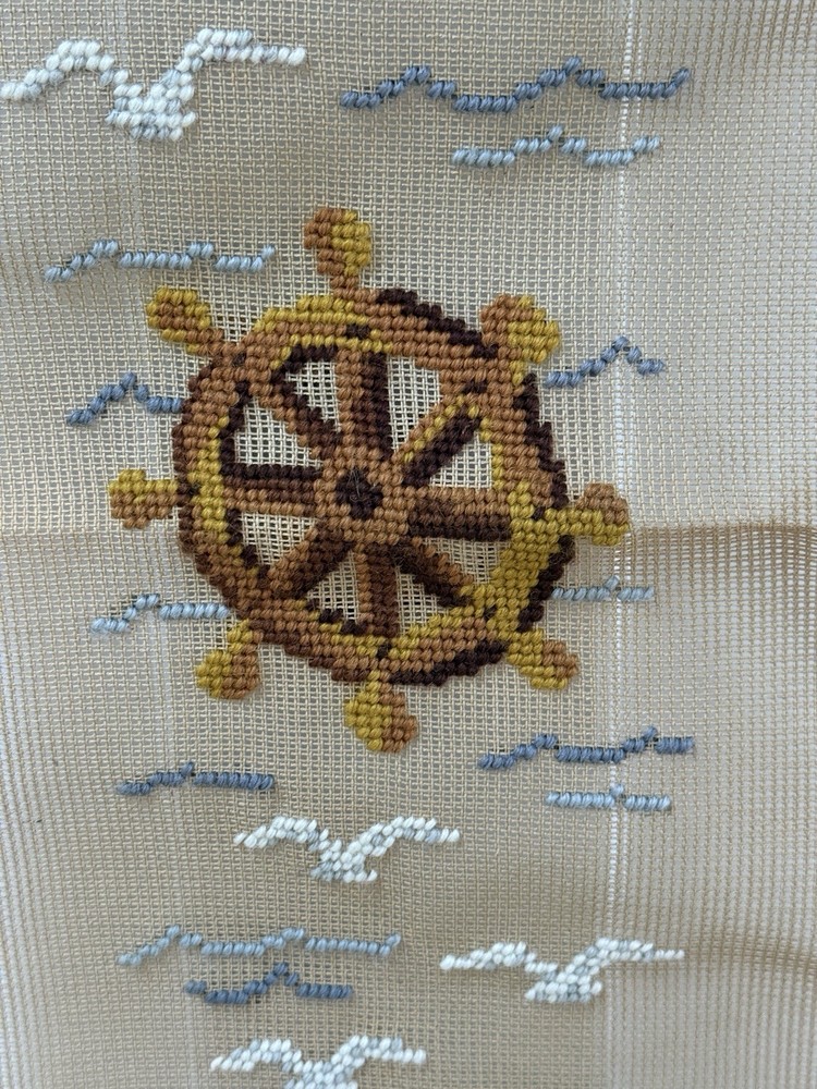 Coastal Needlepoint Bell Pull/Hanging By Reynolds Semi-worked Needs Background