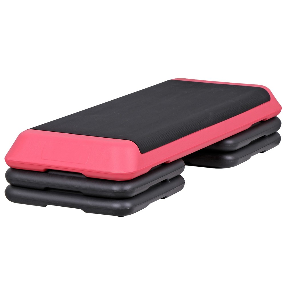 Aerobic Exercise Step Platform with 4''-6''-8'' Adjustable Risers Indoor Pink