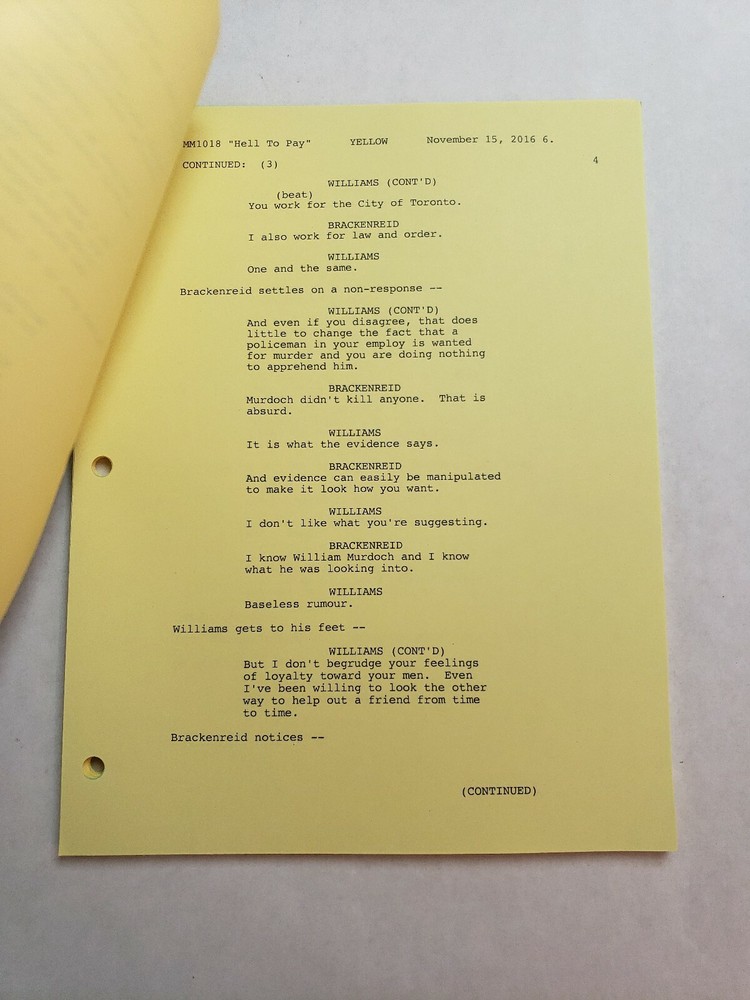 MURDOCH MYSTERIES / Peter Mitchell 2016 TV Script, THOMAS CRAIG "Hell to Pay"
