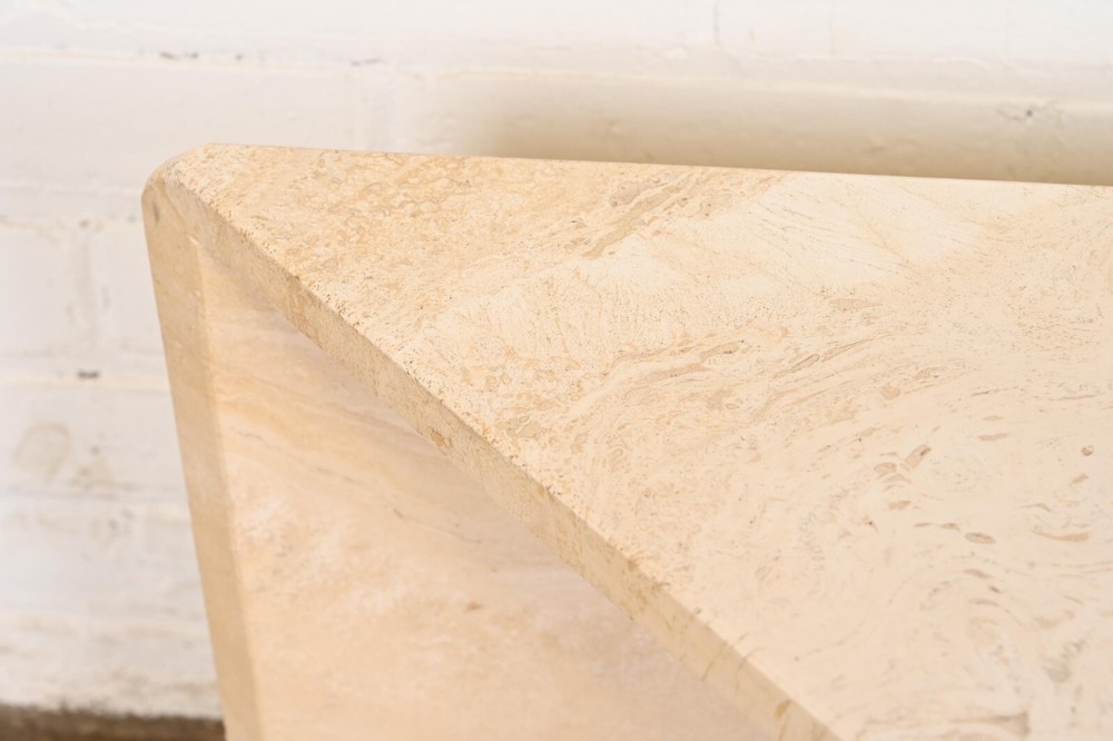 Modern Italian Travertine Triangular Coffee Table, Circa 1970s