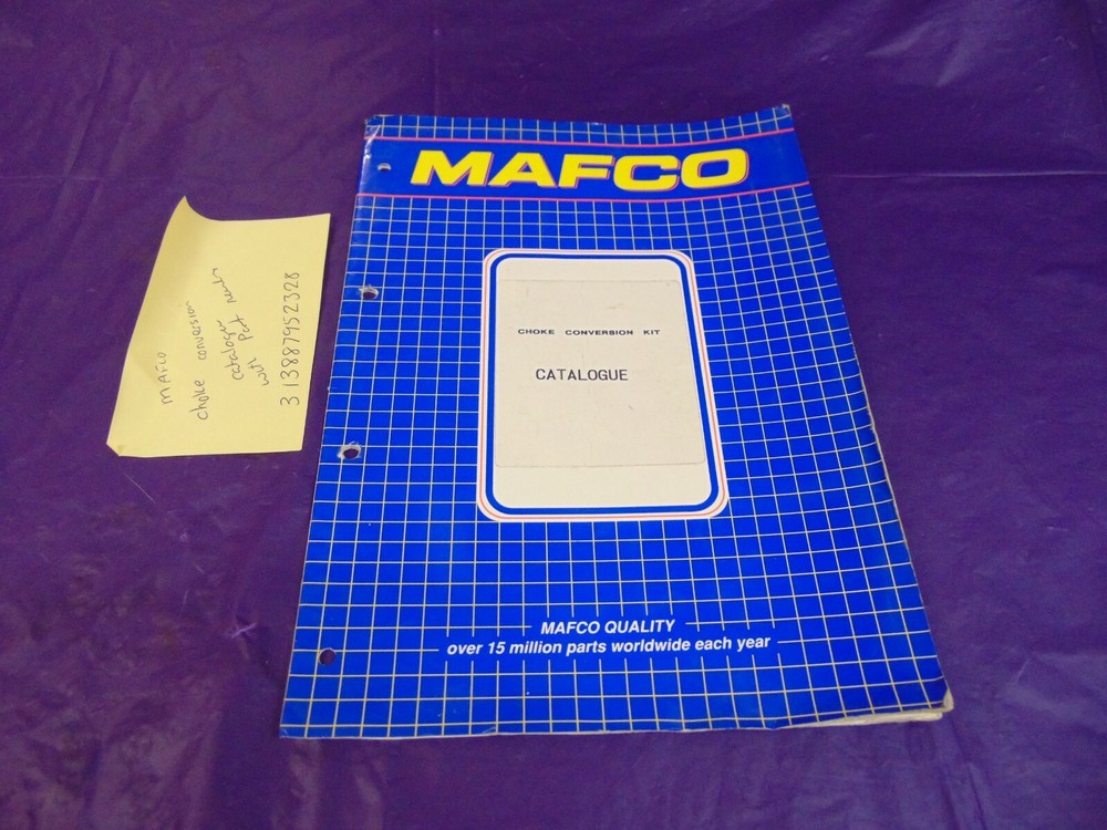 MAFCO CHOKE CONVERSION KIT PARTS  CATALOGUE