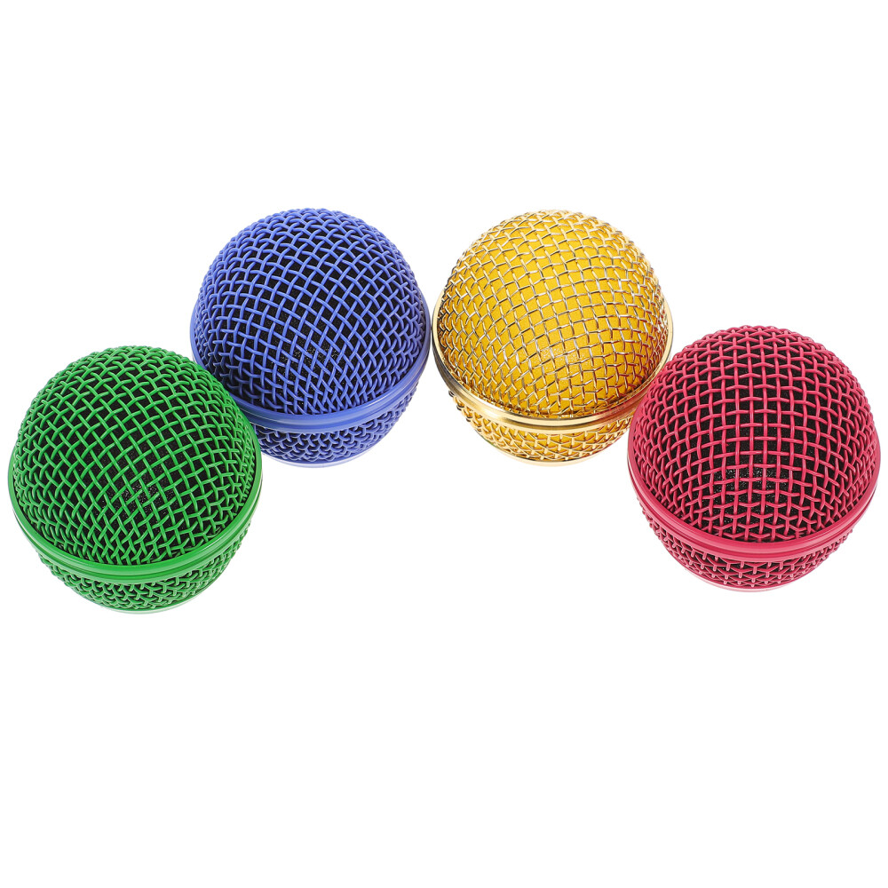 4 Pcs Microphone Mesh Grill Head Replace Microphones Grille Colored Accessories