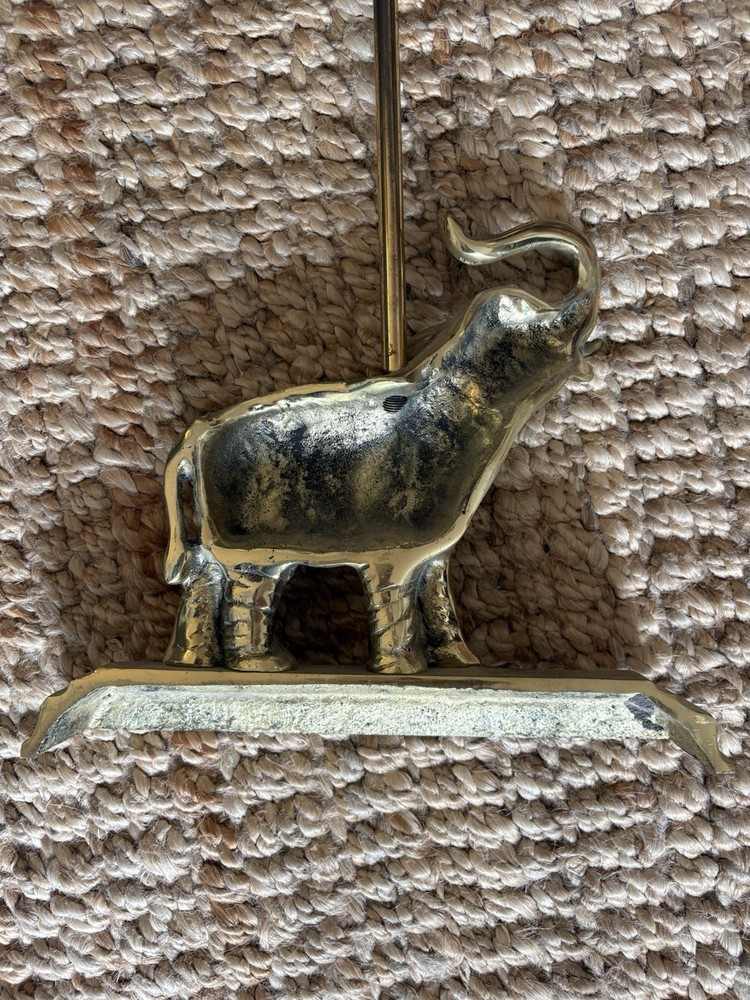 A 20th Century Solid Brass Elephant Door Porter, 60cm Tall, Serpent Handle