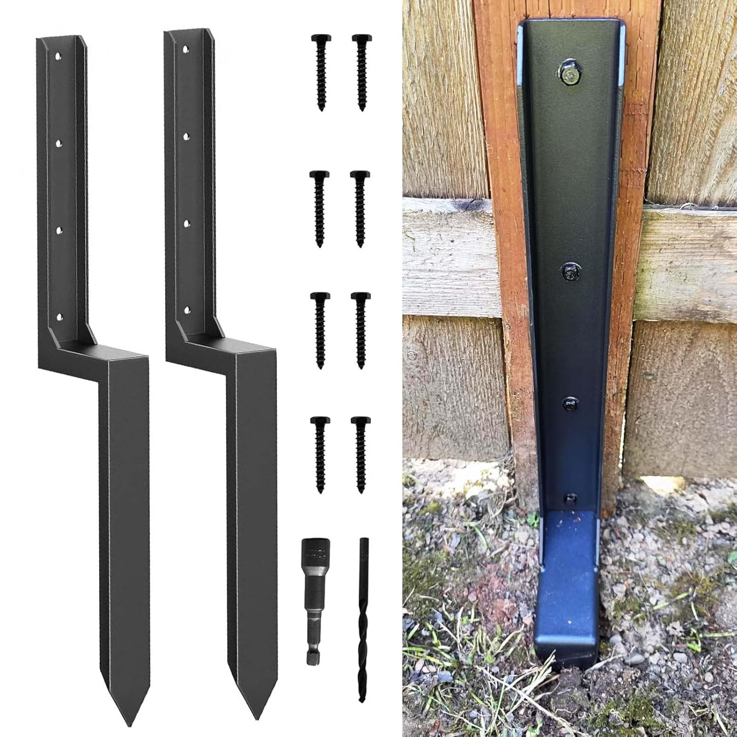 Fence Post Repair Kit,Heavy Duty 4X4/6X6 Fence Post Anchor Bracket for Leaning/B
