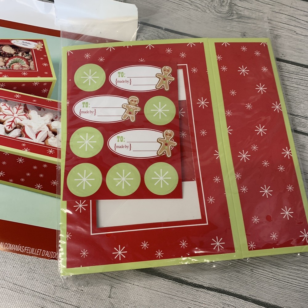 2 Paper Christmas Packaging Box for Candy Cookie Baking Gift Boxes Decor Sticker