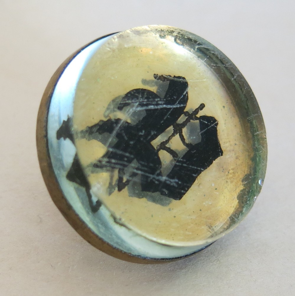 Bridle Rosette Brass Glass with Initial “D” [3908]